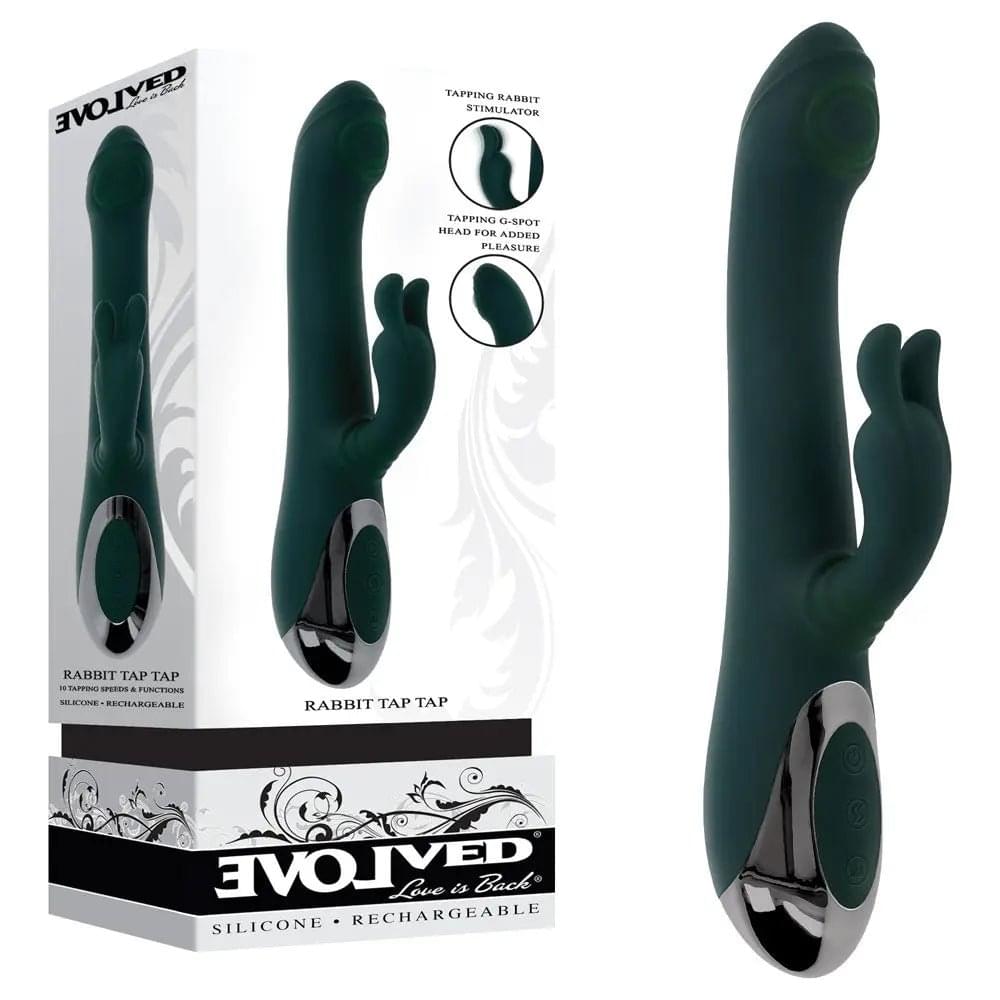 Evolved RABBIT TAP TAP -  25 cm USB Rechargeable Rabbit Vibrator with Tapping Tip Evolved Discreet Intimate Essentials.