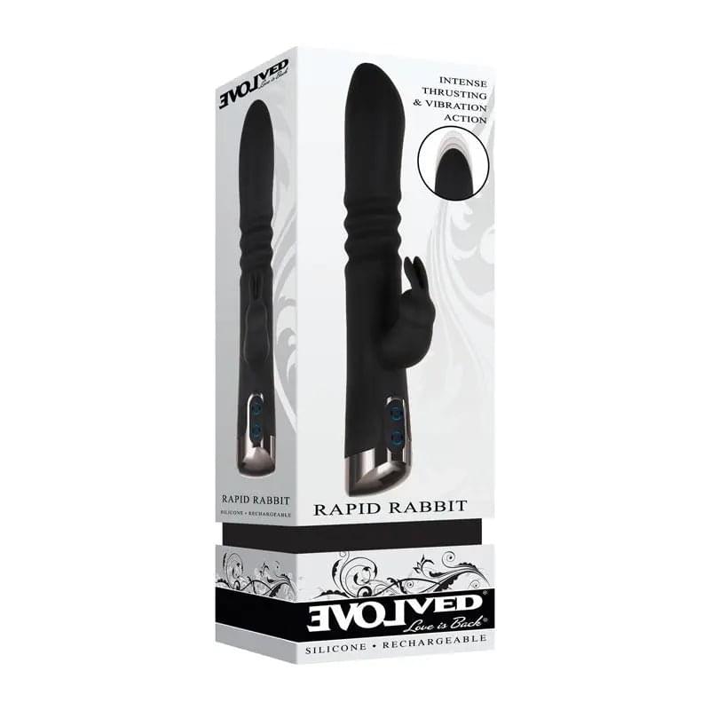 Evolved Rapid Rabbit -  25.4 cm USB Rechargeable Thrusting Rabbit Vibrator Evolved Discreet Intimate Essentials.