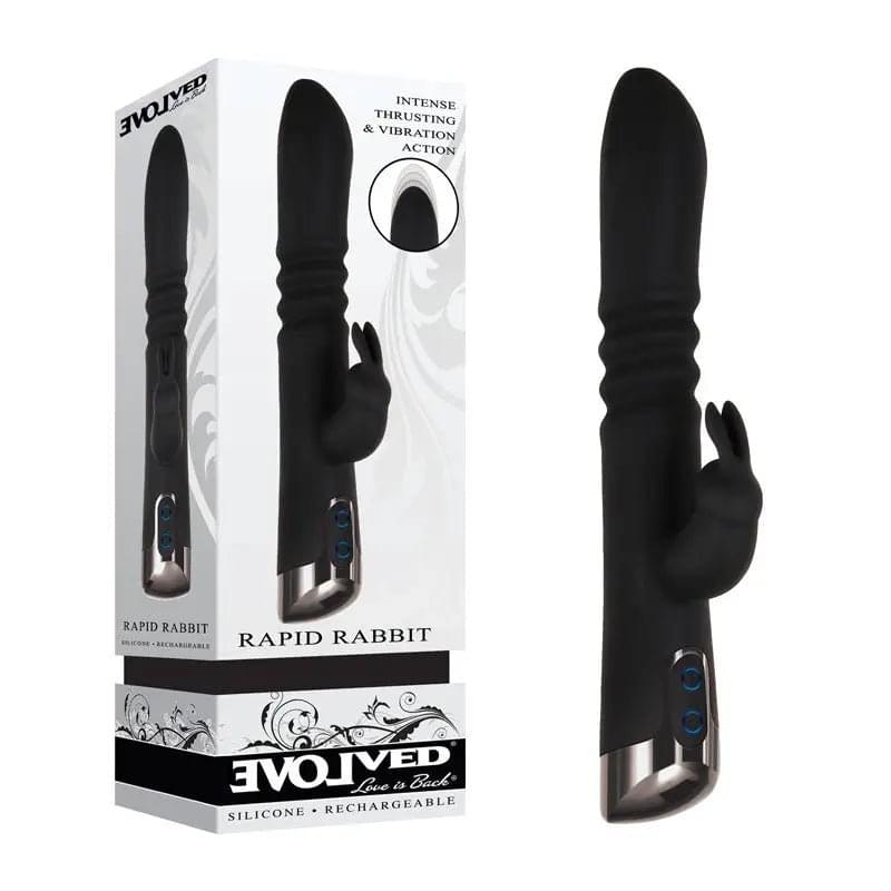 Evolved Rapid Rabbit -  25.4 cm USB Rechargeable Thrusting Rabbit Vibrator Evolved Discreet Intimate Essentials.