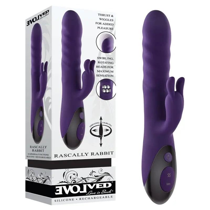 Evolved RASCALLY RABBIT -  22.9 cm USB Rechargeable Rabbit Vibrator Evolved Discreet Intimate Essentials.
