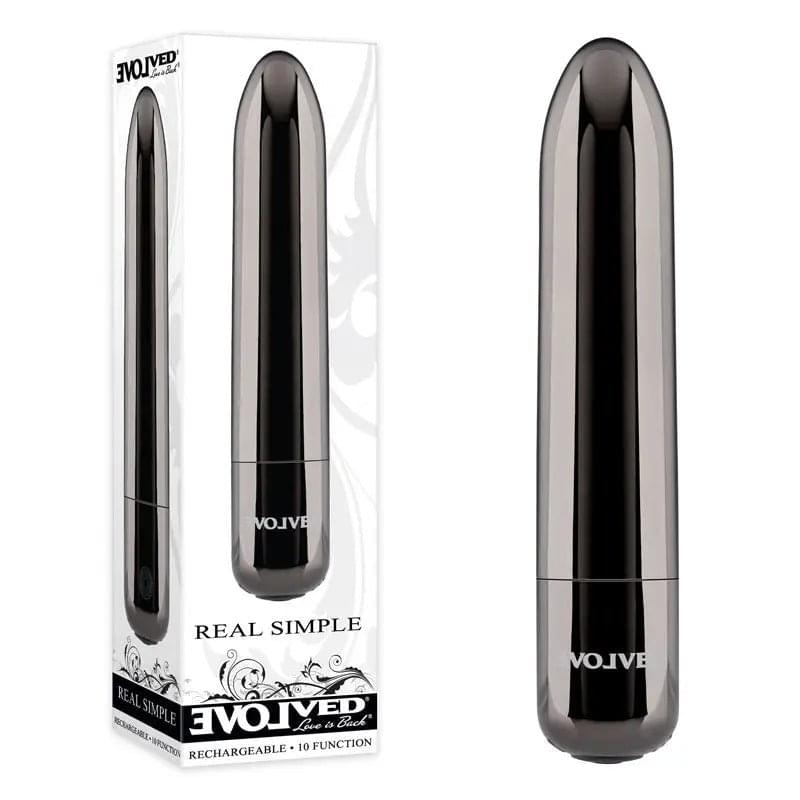 Evolved REAL SIMPLE - Black  10 cm USB Rechargeable Bullet Evolved Discreet Intimate Essentials.
