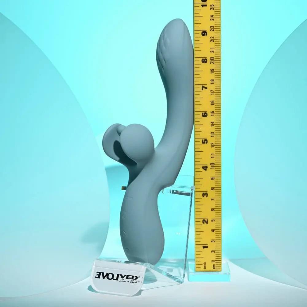 Evolved TAKE YOUR FLICK - Grey 24.1 cm USB Rechargeable Vibrator with Flicking Clitoral Stimulator Evolved Discreet Intimate Essentials.