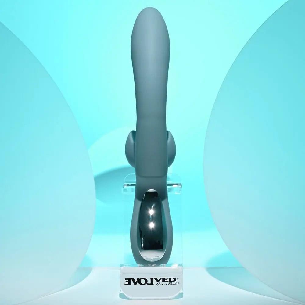 Evolved TAKE YOUR FLICK - Grey 24.1 cm USB Rechargeable Vibrator with Flicking Clitoral Stimulator Evolved Discreet Intimate Essentials.