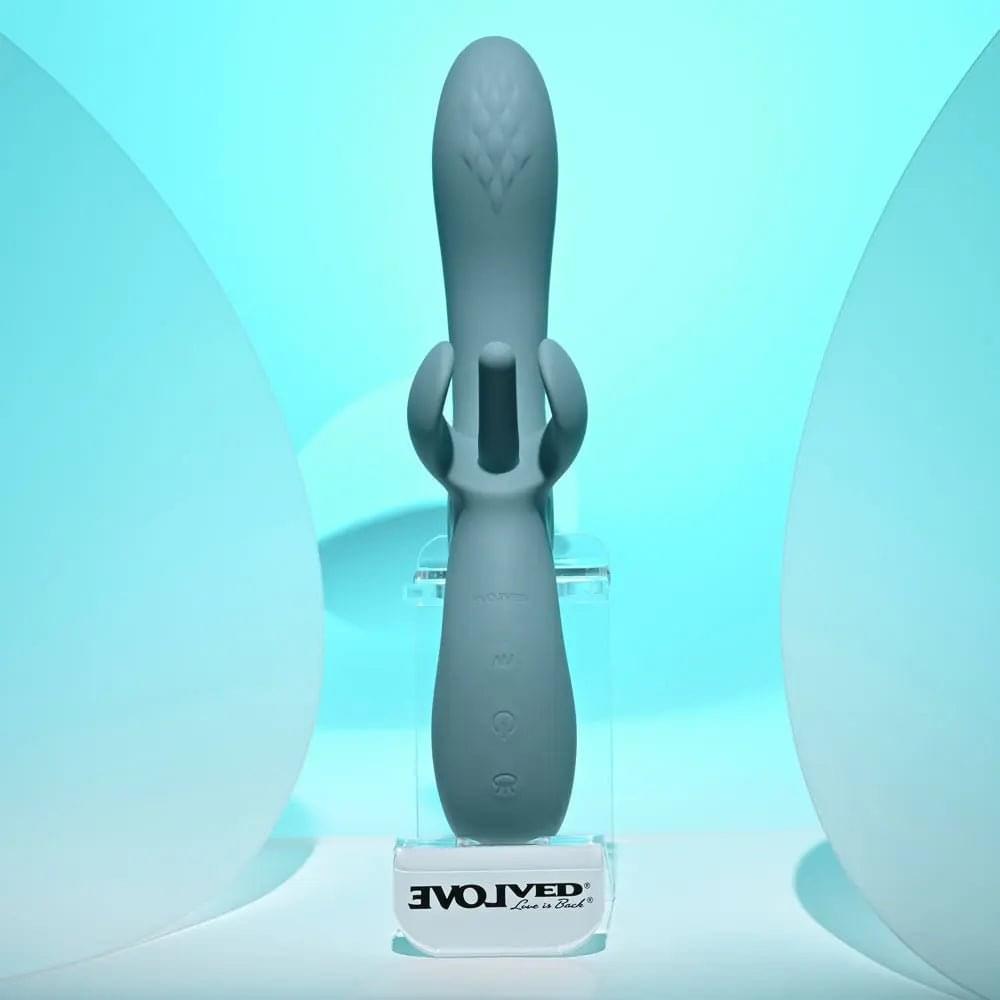 Evolved TAKE YOUR FLICK - Grey 24.1 cm USB Rechargeable Vibrator with Flicking Clitoral Stimulator Evolved Discreet Intimate Essentials.