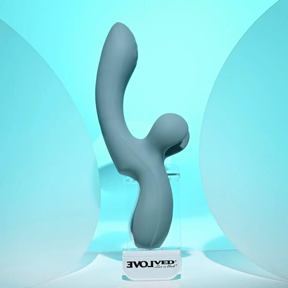 Evolved TAKE YOUR FLICK - Grey 24.1 cm USB Rechargeable Vibrator with Flicking Clitoral Stimulator Evolved Discreet Intimate Essentials.