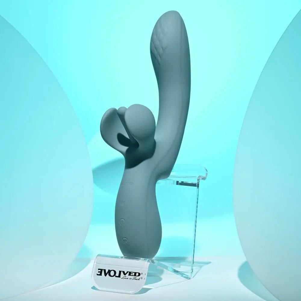 Evolved TAKE YOUR FLICK - Grey 24.1 cm USB Rechargeable Vibrator with Flicking Clitoral Stimulator Evolved Discreet Intimate Essentials.