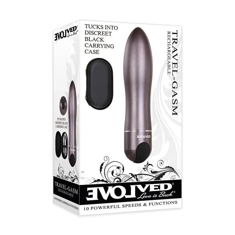 Evolved Travel-Gasm - Gray 9 cm USB Rechargeable Bullet with Travel Case Evolved Discreet Intimate Essentials.