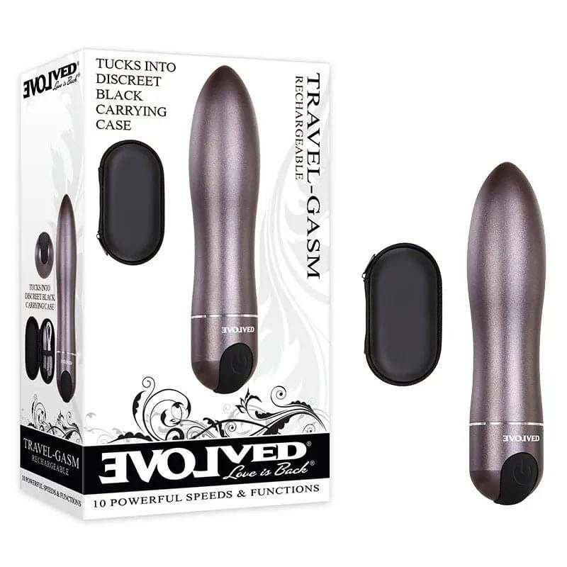 Evolved Travel-Gasm - Gray 9 cm USB Rechargeable Bullet with Travel Case Evolved Discreet Intimate Essentials.