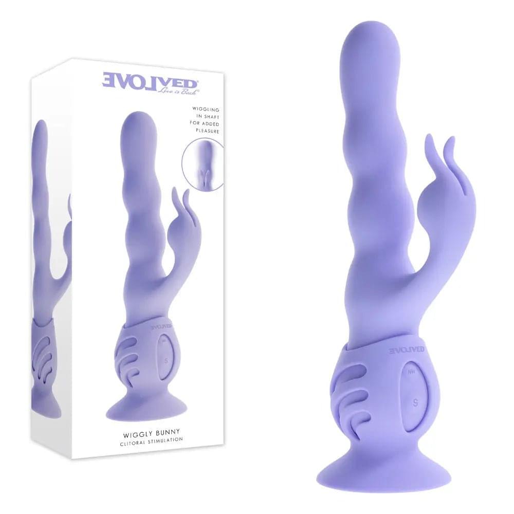 Evolved WIGGLY BUNNY -  USB Rechargeable Rabbit Vibrator with Suction Base Evolved Discreet Intimate Essentials.