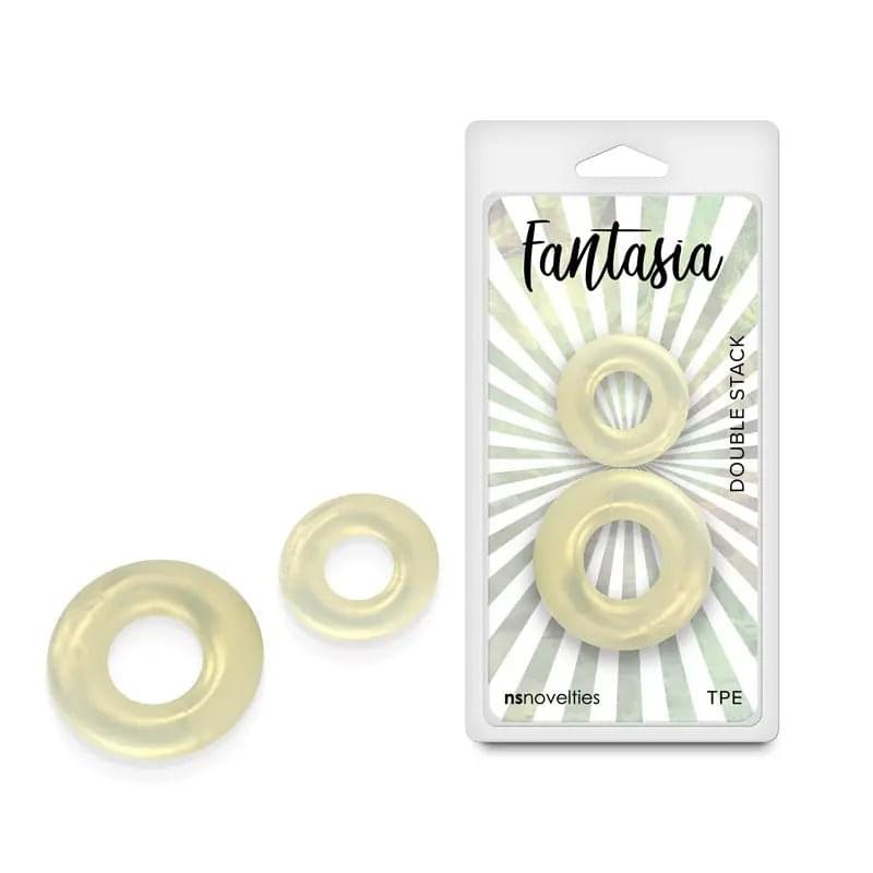 Fantasia - Double Stack - Amber - Amber Cock Rings - Set of 2 Sizes NS Novelties Discreet Intimate Essentials.