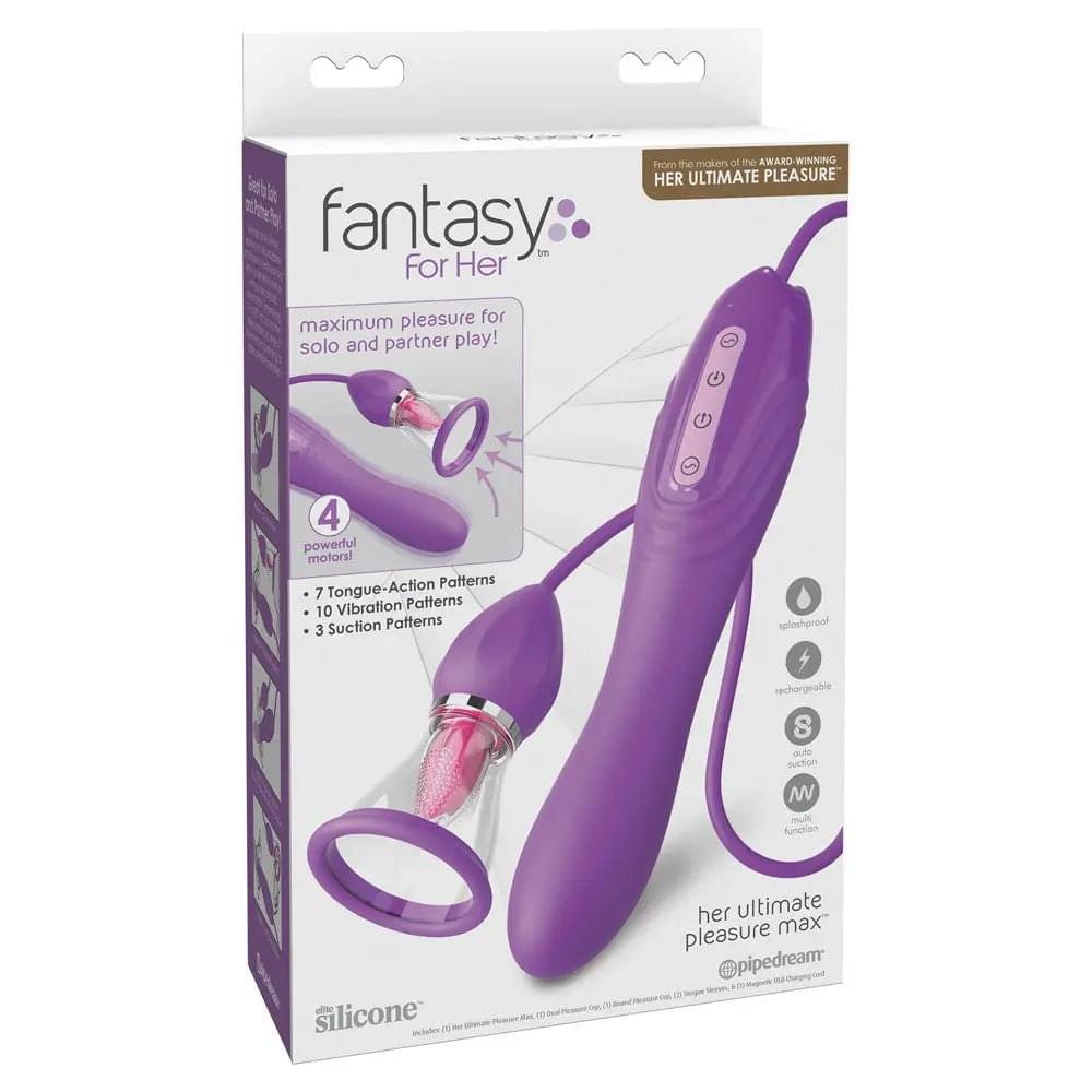 Fantasy For Her Her Ultimate Pleasure Max -  USB Rechargeable Vibrator with Flicking Stimulator Pipedream Discreet Intimate Essentials.