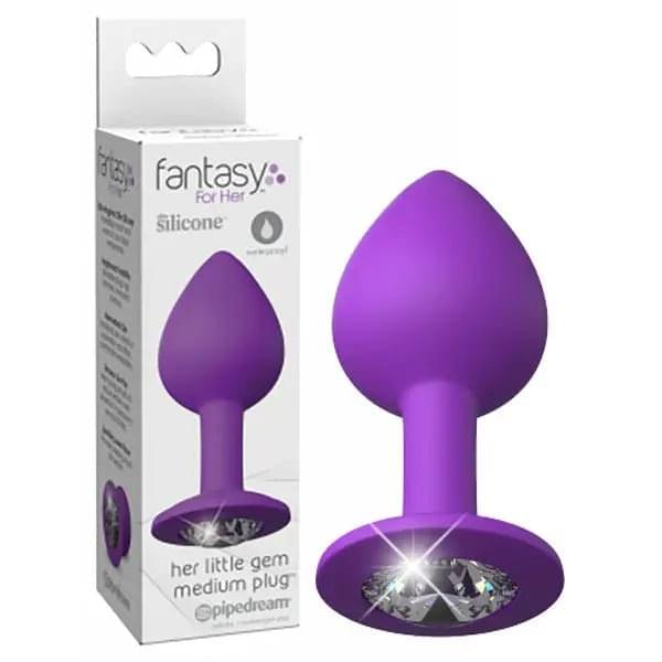 Fantasy For Her Little Gem Medium Plug - Purple 8.1 cm Butt Plug With Jewel Base Pipedream Discreet Intimate Essentials.