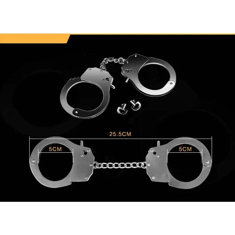 Fetish Pleasure Metal Hand Cuffs Silver Lovetoy Discreet Intimate Essentials.