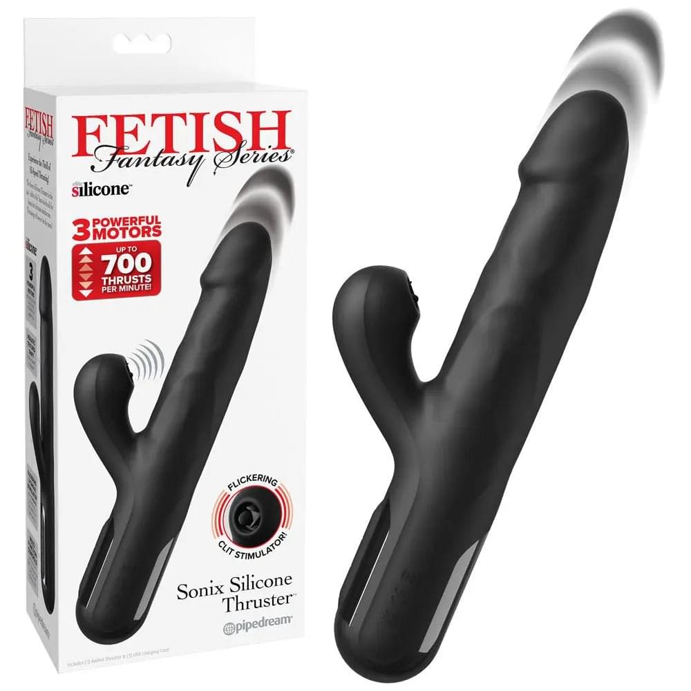 FFS Sonix Silicone Thruster -  22 cm USB Rechargeable Thrusting Vibrator with Flicking Clit Stim Pipedream Discreet Intimate Essentials.