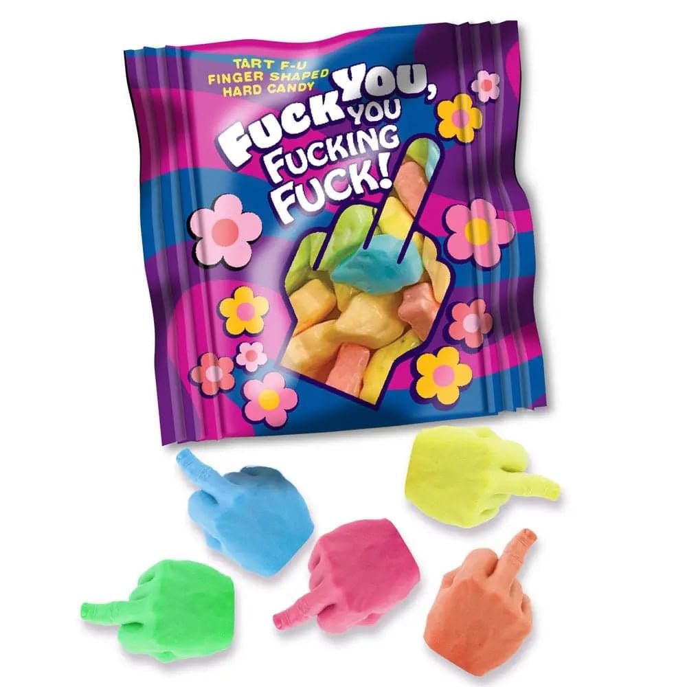 F**K YOU, YOU F**KING F**K! - Bag of 25 - Middle Finger Lollies - Bulk Bag of 25 Party Packs Little Genie Discreet Intimate Essentials.