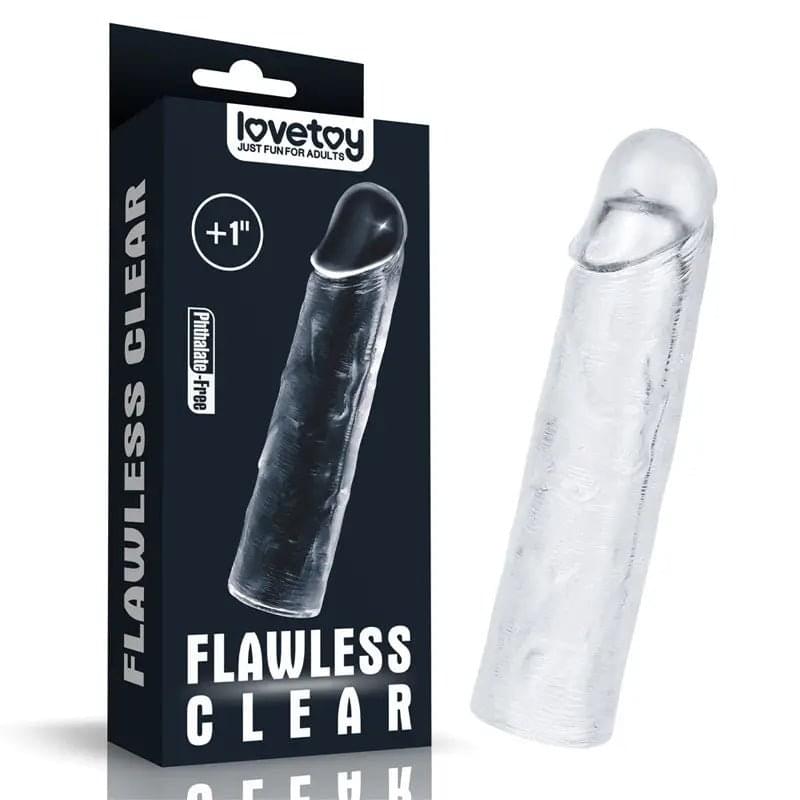 Flawless  Penis Sleeve 1'' -  2.5 cm Penis Extender Sleeve Lovetoy Discreet Intimate Essentials.