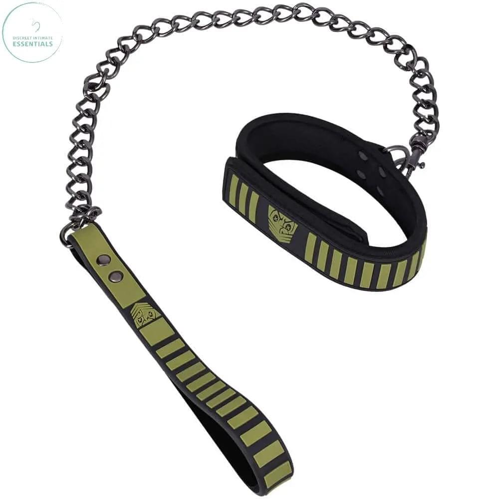 Fort Troff - Tactical Collar & Leash - Black/Green Restraint Doc Johnson Discreet Intimate Essentials.