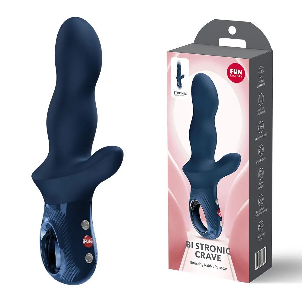 Shop affordable quality Fun Factory BI STRONIC CRAVE Nightblue - Nightblue USB-C Rechargeable Thrusting Vibrator - Discreet Intimate Essentials - VIBRATORS-PREMIUM - Fun Factory