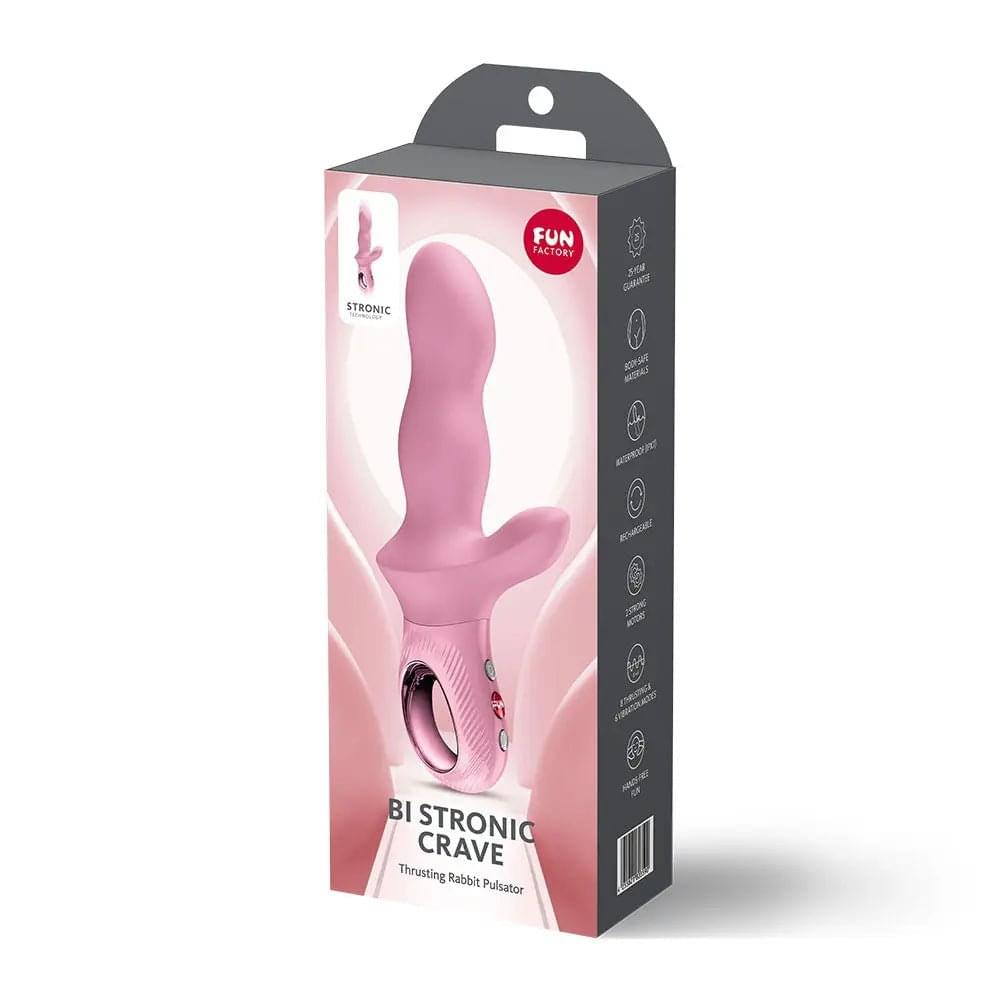 Fun Factory BI STRONIC CRAVE Rose - Rose USB-C Rechargeable Thrusting Vibrator Fun Factory Discreet Intimate Essentials.