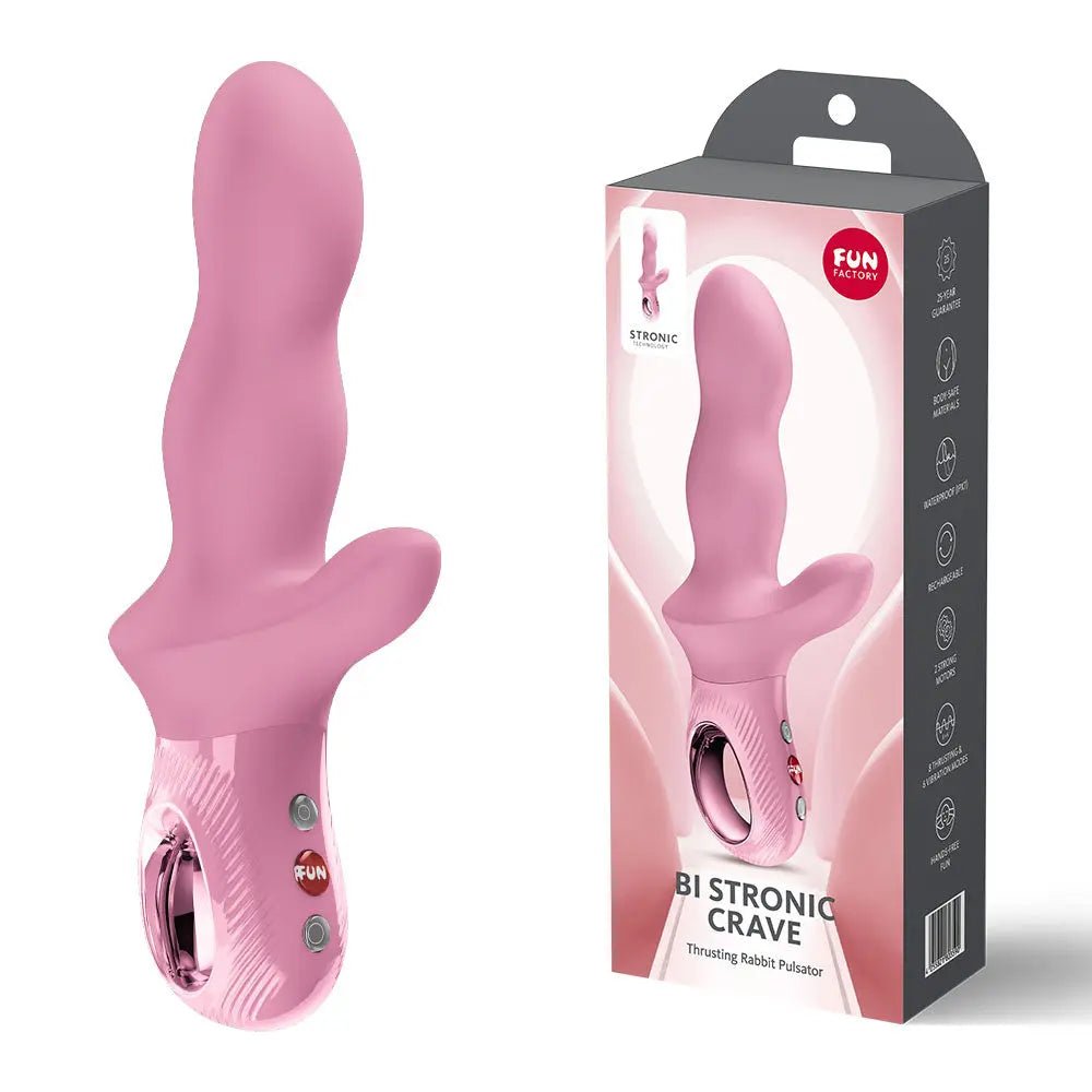 Shop affordable quality Fun Factory BI STRONIC CRAVE Rose - Rose USB-C Rechargeable Thrusting Vibrator - Discreet Intimate Essentials - VIBRATORS-PREMIUM - Fun Factory