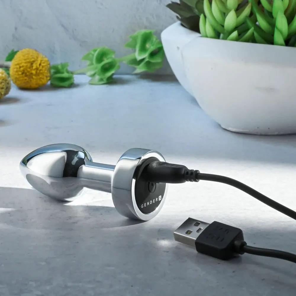 Gender X ROCKIN METAL PLUG MINI -  7.8 cm USB Rechargeable Vibrating Mini Butt Plug Gender X Discreet Intimate Essentials.