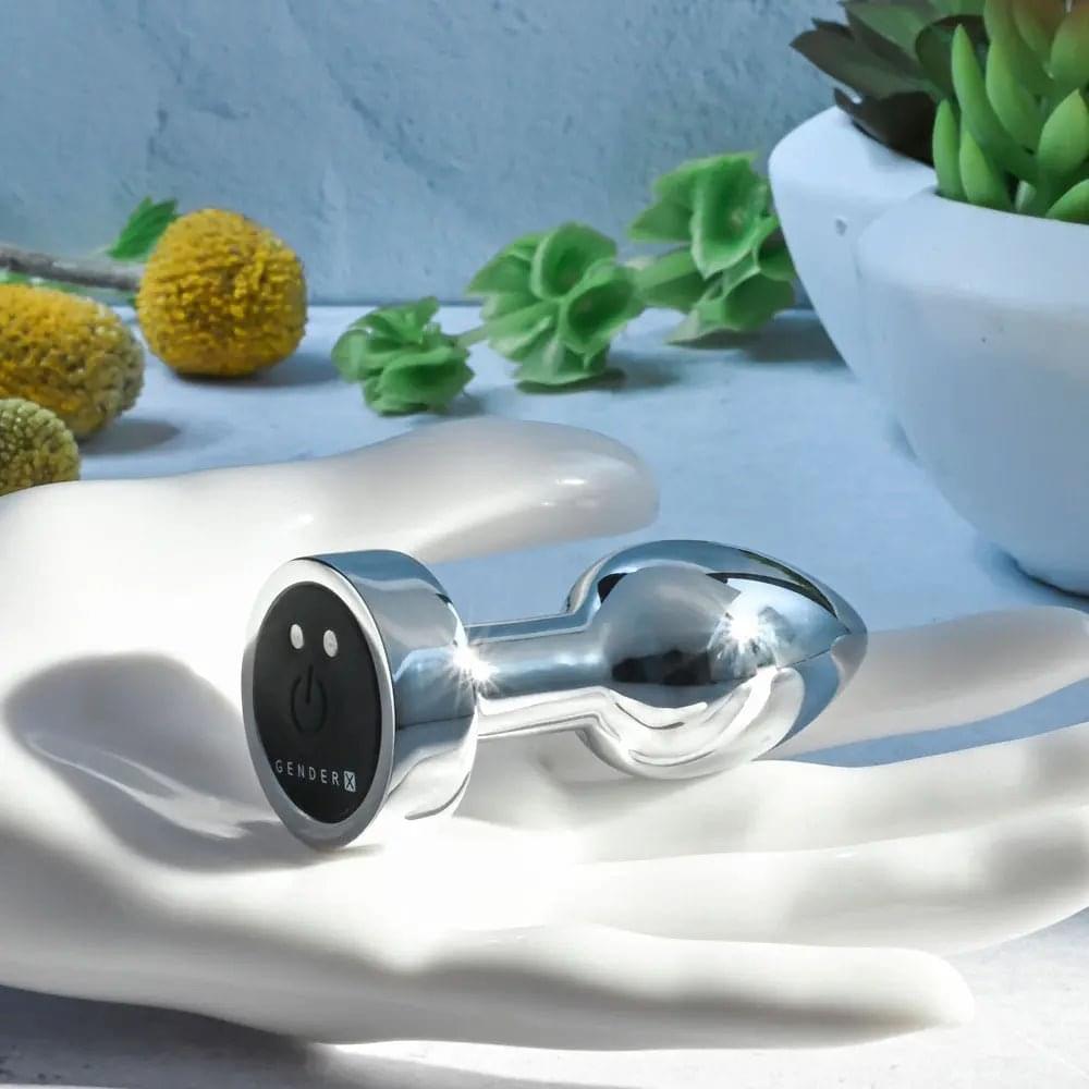 Gender X ROCKIN METAL PLUG MINI -  7.8 cm USB Rechargeable Vibrating Mini Butt Plug Gender X Discreet Intimate Essentials.