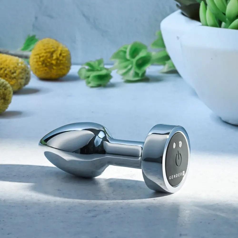 Gender X ROCKIN METAL PLUG MINI -  7.8 cm USB Rechargeable Vibrating Mini Butt Plug Gender X Discreet Intimate Essentials.