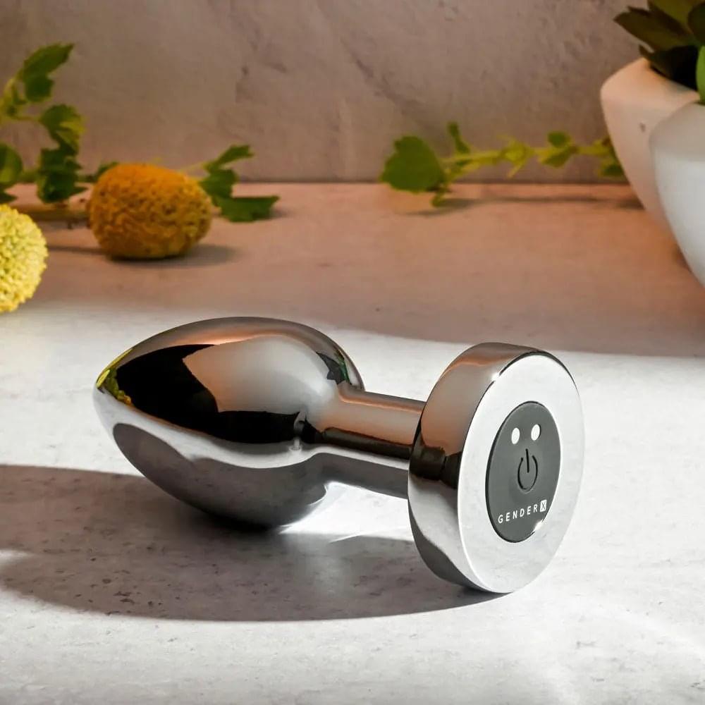 Gender X ROCKIN METAL PLUG XL -  10.5 cm USB Rechargeable Vibrating XL Butt Plug Gender X Discreet Intimate Essentials.
