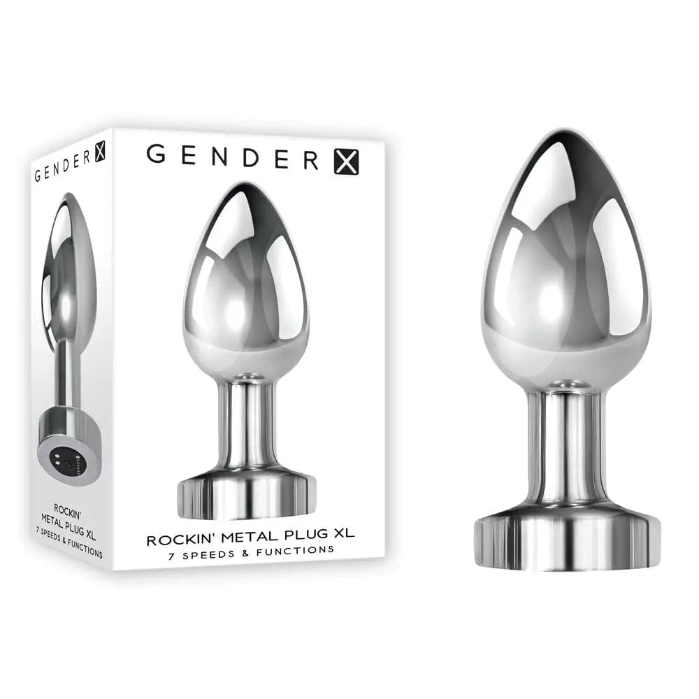 Gender X ROCKIN METAL PLUG XL -  10.5 cm USB Rechargeable Vibrating XL Butt Plug Gender X Discreet Intimate Essentials.