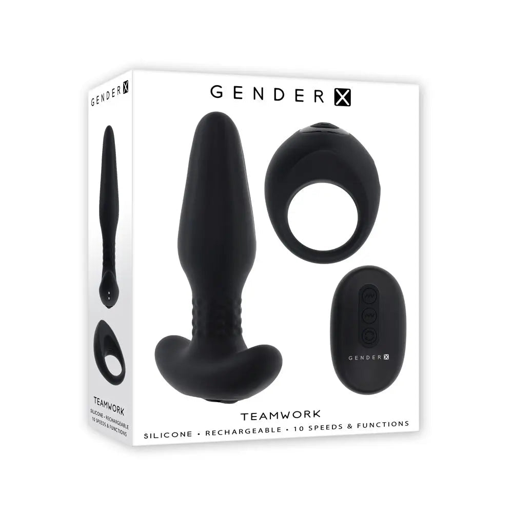 Shop affordable quality Gender X TEAMWORK - USB Rechargeable Rimming Butt Plug & Vibrating Cock Ring - Discreet Intimate Essentials - KITS - Gender X