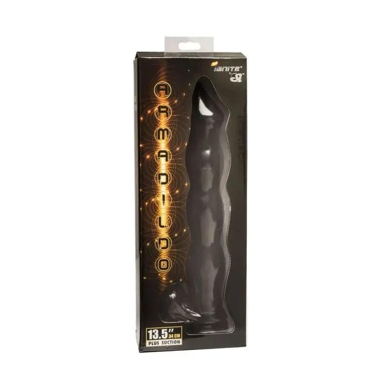 Giant Armadildo with Suction Cup and Balls Black Si Novelties Discreet Intimate Essentials.