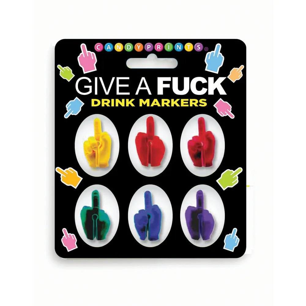Give A Fuck Drink Markers - Novelty Drink Markers - Set of 6 Little Genie Discreet Intimate Essentials.
