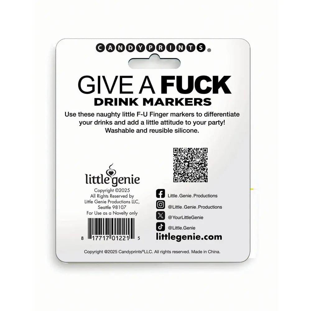 Give A Fuck Drink Markers - Novelty Drink Markers - Set of 6 Little Genie Discreet Intimate Essentials.