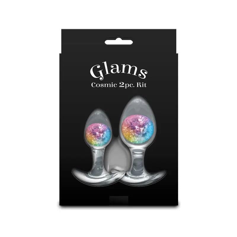 Glams Cosmic 2pc Kit - Rainbow - Clear/Rainbow Butt Plugs - Set of 2 Sizes NS Novelties Discreet Intimate Essentials.