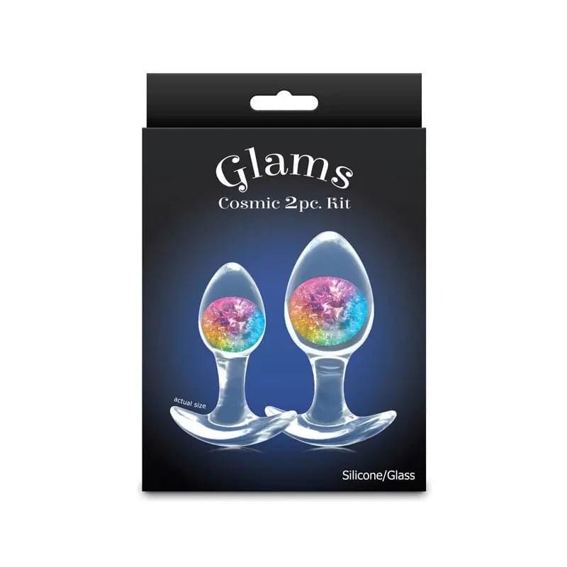Glams Cosmic 2pc Kit - Rainbow - Clear/Rainbow Butt Plugs - Set of 2 Sizes NS Novelties Discreet Intimate Essentials.