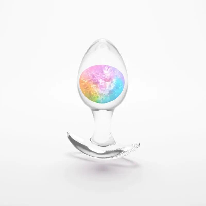 Glams Cosmic - Medium - Rainbow - Clear/Rainbow 9.5 cm Small Butt Plug NS Novelties Discreet Intimate Essentials.