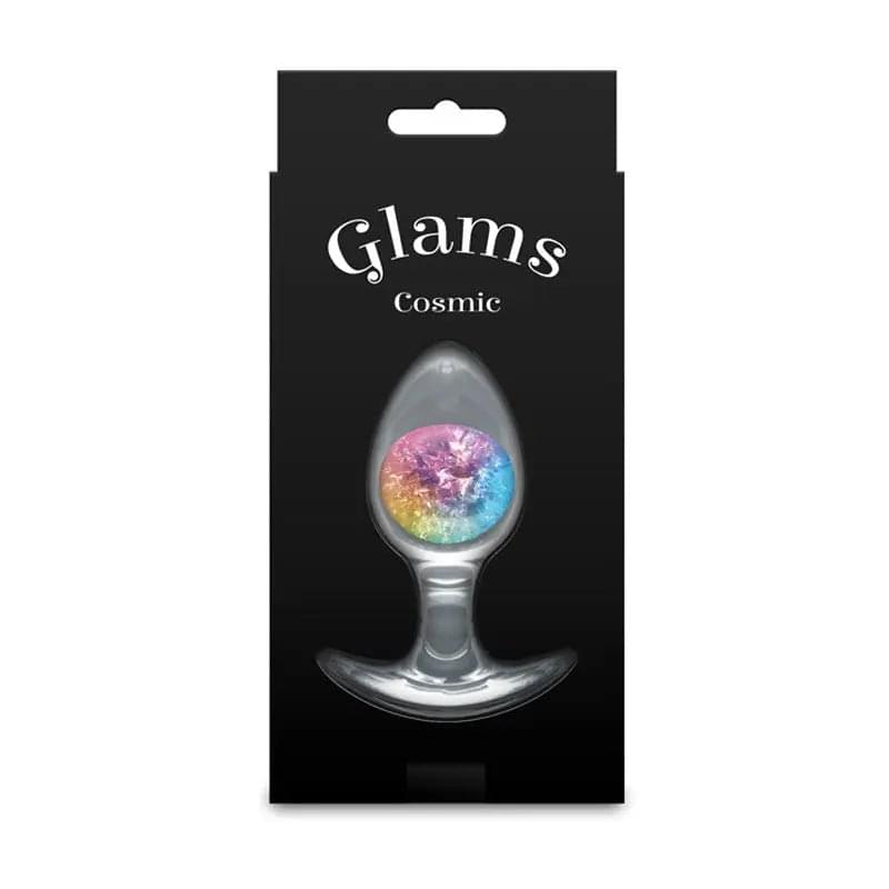 Glams Cosmic - Medium - Rainbow - Clear/Rainbow 9.5 cm Small Butt Plug NS Novelties Discreet Intimate Essentials.