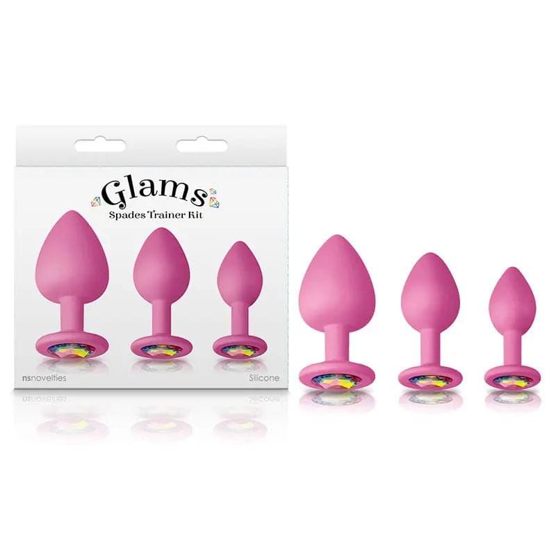 Glams Spades Trainer Kit -  Butt Plugs with Gems - Set of 3 Sizes NS Novelties Discreet Intimate Essentials.