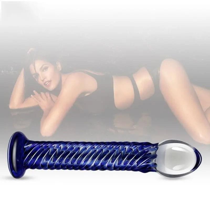 Glass Romance 7 Blue 7.5in Glass Romance Discreet Intimate Essentials.