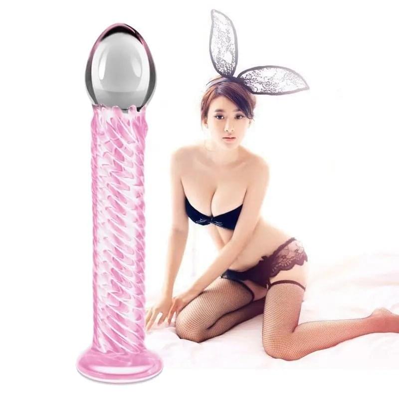 Glass Romance 7 Pink 7.5in Glass Romance Discreet Intimate Essentials.
