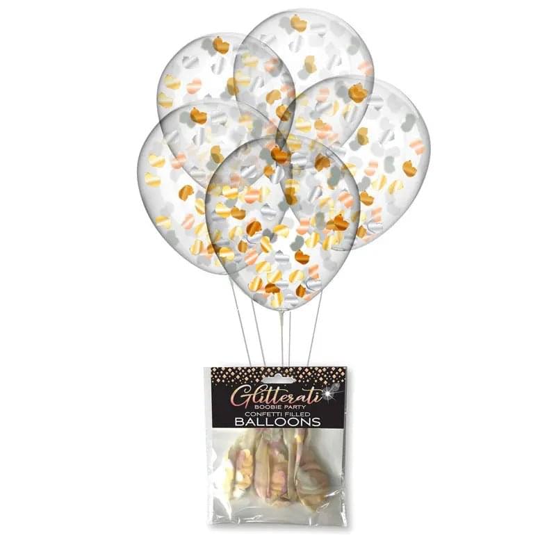 Glitterati - Boobie Confetti Balloons - Set of 5 Little Genie Discreet Intimate Essentials.