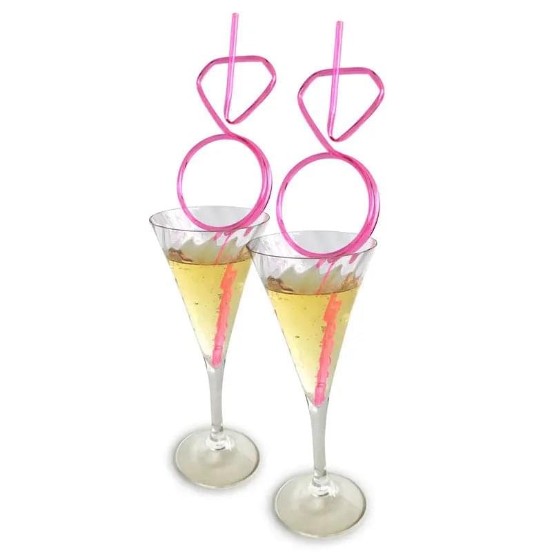 Glitterati - Diamond Ring Straws Set - Hens Party Novelty - Set of 8 Little Genie Discreet Intimate Essentials.