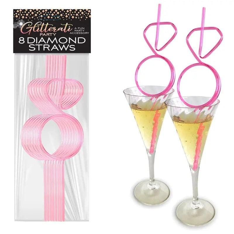Glitterati - Diamond Ring Straws Set - Hens Party Novelty - Set of 8 Little Genie Discreet Intimate Essentials.