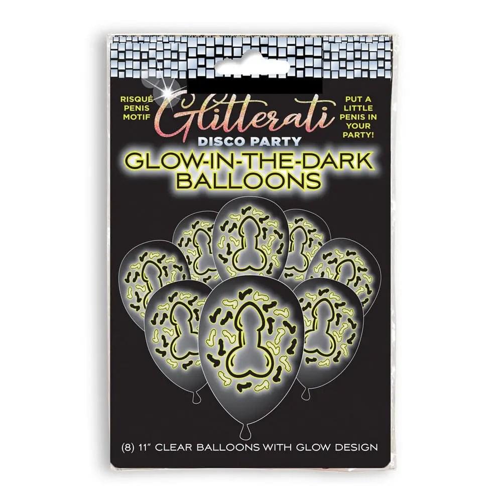 Glitterati Disco Party Glow In The Dark Balloons - Novelty Hens Party Balloons - 8 Pack Little Genie Discreet Intimate Essentials.
