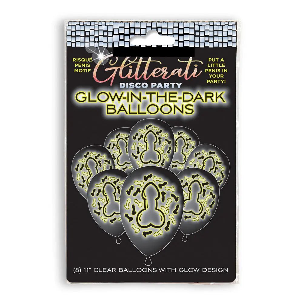 Shop affordable quality Glitterati Disco Party Glow In The Dark Balloons - Novelty Hens Party Balloons - 8 Pack - Discreet Intimate Essentials - NOVELTIES - Little Genie
