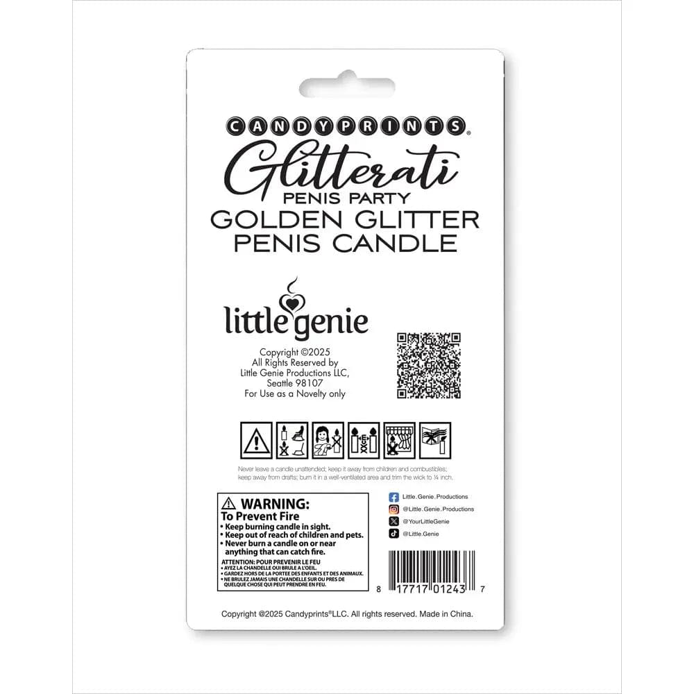 Glitterati Gold Glitter Penis Candle - Gold 10 cm Penis Party Candle Little Genie Discreet Intimate Essentials.