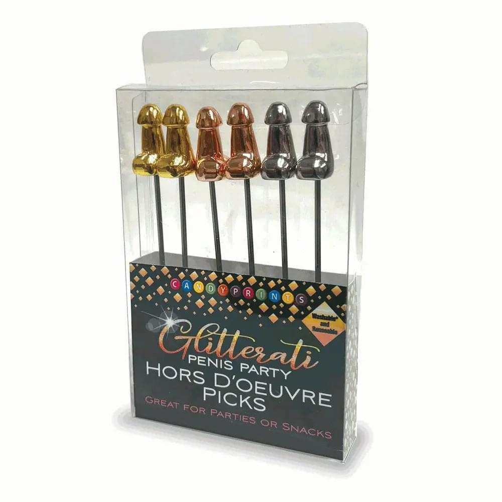 Glitterati Hors d'Oeuvre Picks - 6 Pack - Stainless Steel 18 cm Food Picks - Set of 6 Little Genie Discreet Intimate Essentials.
