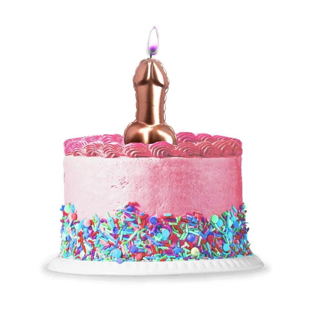 Glitterati Metallic Pink Penis Candle -  10 cm Penis Party Candle Little Genie Discreet Intimate Essentials.