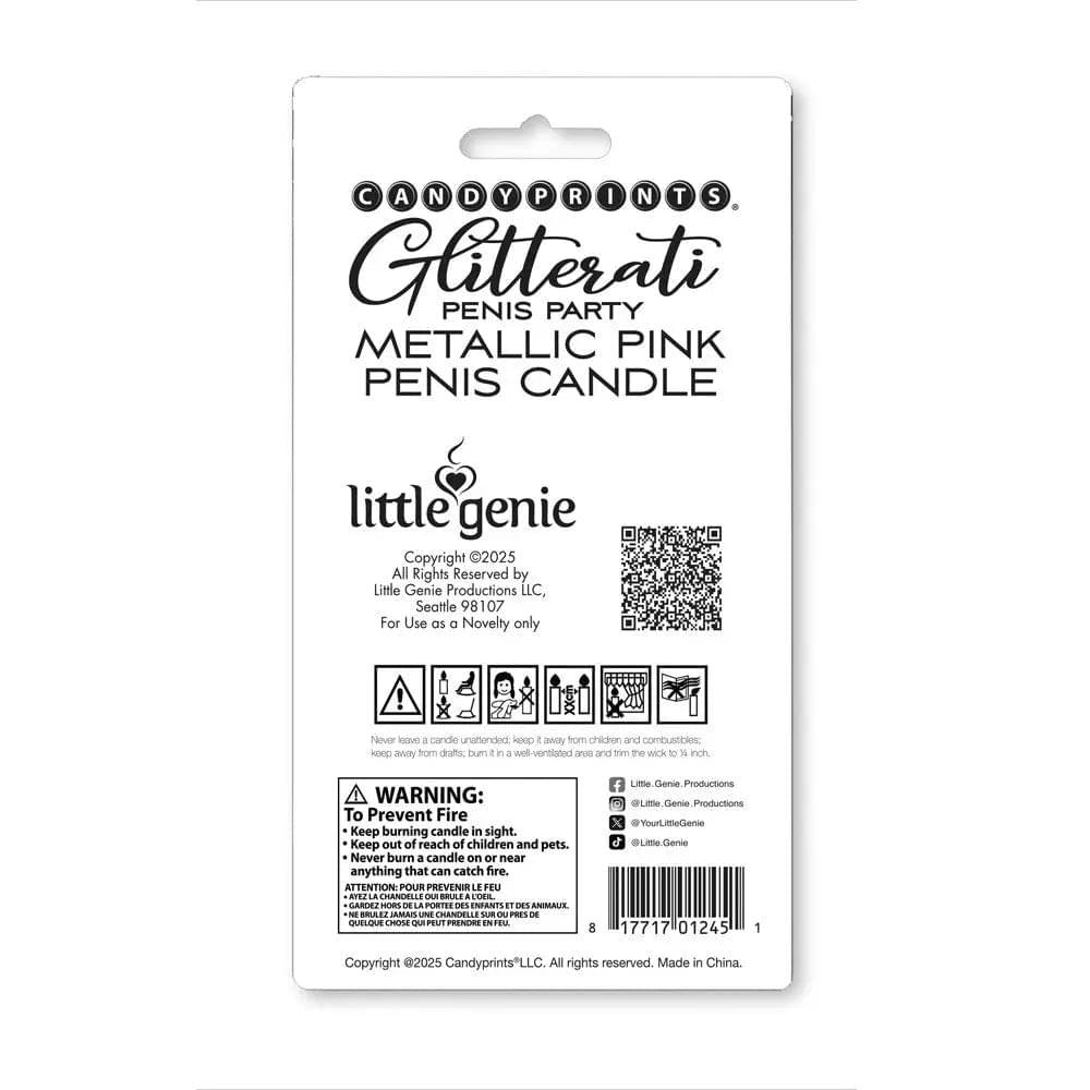 Glitterati Metallic Pink Penis Candle -  10 cm Penis Party Candle Little Genie Discreet Intimate Essentials.