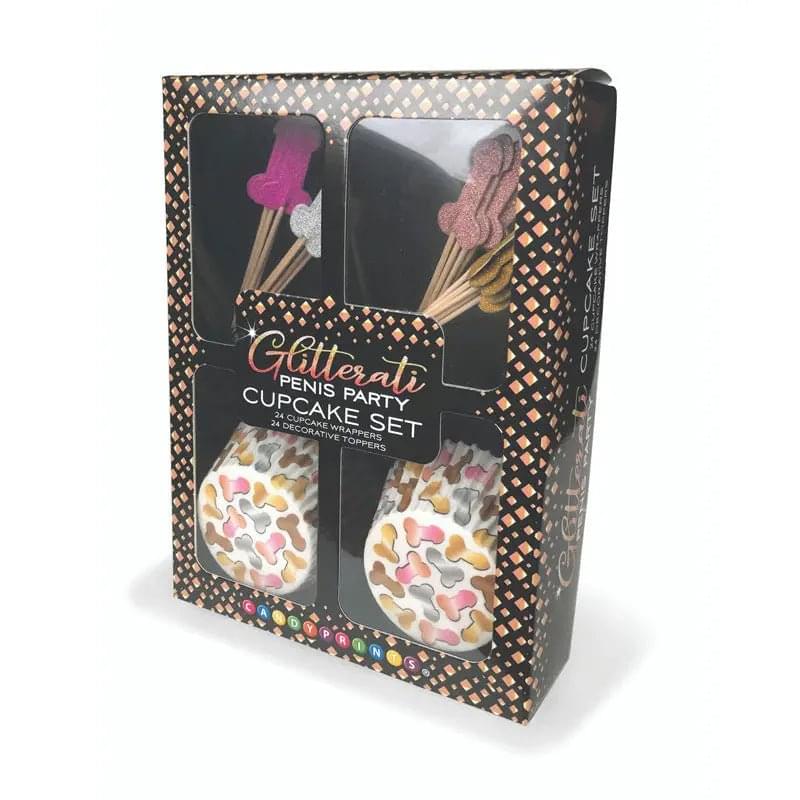 Glitterati - Penis Party Cupcake Set - Party Cupcake Set - Set of 24 Little Genie Discreet Intimate Essentials.